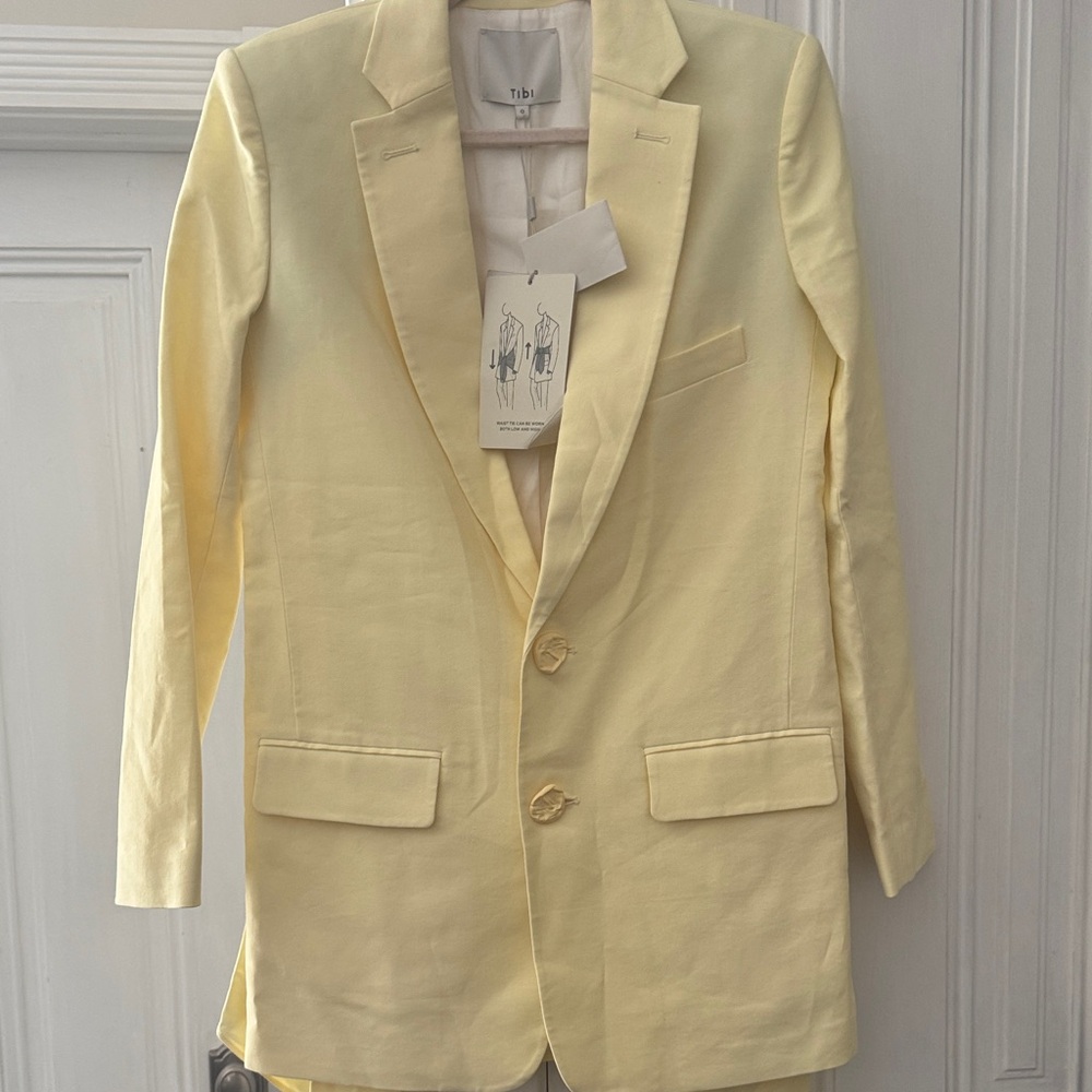Tibi Pale Yellow Single-Breasted Women's Blazer